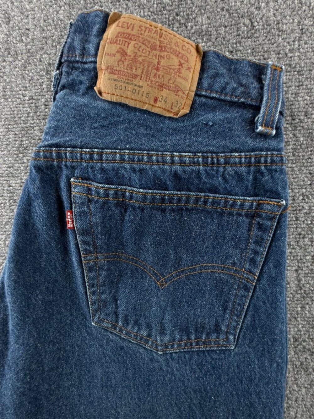VTG Levis 501-0115 Denim Blue Jeans USA Made 1986 Cotton #553 ACTL 31X31.5